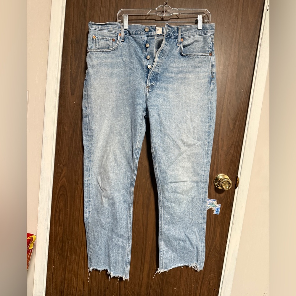 Agolde Riley High Rise Straight Crop in Zephyr sz 32